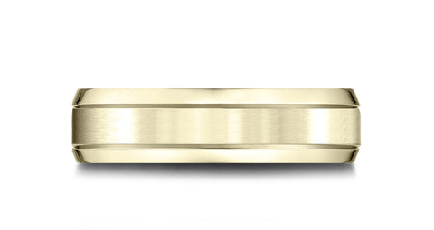 Benchmark-14k-Yellow-Gold-6.5mm-Comfort-Fit-Satin-Finished-w/-Beveled-Edge-Carved-Design-Band--Size-4.5--LCF66543614KY04.5