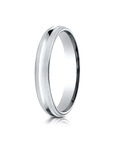 Benchmark Platinum 4mm Slightly Domed Standard Comfort-Fit Wedding Band Ring with Double Milgrain