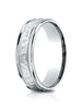Benchmark-14k-White-Gold-6.5mm-Comfort-Fit-Hammered-Center-High-Polish-Round-Edge-Carved-Dsgn-Band--Sz-4--LCF156530914KW04