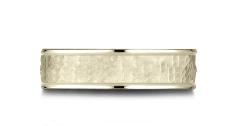Benchmark-14k-Yellow-Gold-Comfort-Fit-6.5mm-High-Polish-Edge-Hammered-Center-Design-Band--Size-4.5--LCF156530314KY04.5