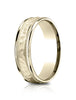 Benchmark-14K-yellow-Gold-6.5mm-Comfort-Fit-Hammered-Center--Round-Edge-Carved-Design-Band--Size-4--LCF156530914KY04