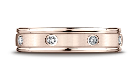Benchmark-14K-Rose-Gold-4mm-Comfort-Fit-Burnish-Set-8-Stone-Diamond-Eternity-Wedding-Band--.16Ct--Sz-4.25--RECF51414014KR04.25