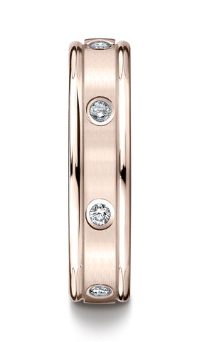 Benchmark-14K-Rose-Gold-4mm-Comfort-Fit-Burnish-Set-8-Stone-Diamond-Eternity-Wedding-Band--.16Ct--Sz-4.5--RECF51414014KR04.5