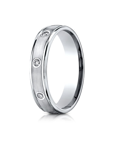 Benchmark Platinum 4mm Comfort-Fit Burnish Set 8-Stone Diamond Eternity Wedding Band Ring (0.16 ct.)