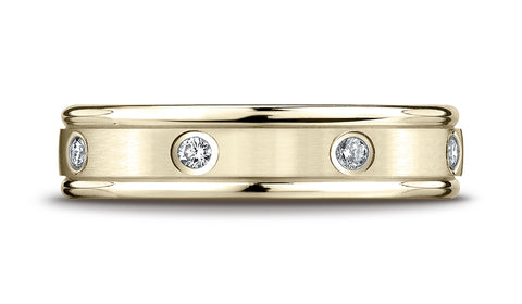 Benchmark-18K-Yellow-Gold-4mm-Comfort-Fit-Burnish-Set-8-Stone-Diamond-Eternity-Wedding-Band--.16Ct--Sz-4.25--RECF51414018KY04.25