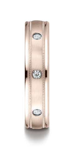 Benchmark-14K-Rose-Gold-4mm-Comfort-Fit-Burnish-Set-8-Diamond-Eternity-Band-w/-Milgrain--.16Ct--Size4.5--RECF51414114KR04.5