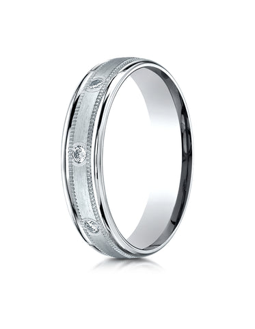 Benchmark Platinum 4mm Comfort-Fit Burnish Set 8-Stone Diamond Eternity Ring with Milgrain (0.16 ct.)