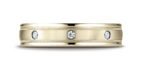 Benchmark-14K-Yellow-Gold-4mm-Comfort-Fit-Burnish-Set-8-Diamond-Eternity-Band-w/-Milgrain--.16Ct--Size-4.25--RECF51414114KY04.25