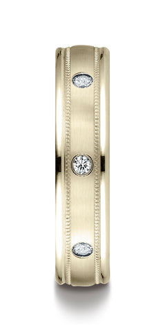 Benchmark-18K-Yellow-Gold-4mm-Comfort-Fit-Burnish-Set-8-Diamond-Eternity-Band-w/-Milgrain--.16Ct--Sz4.5--RECF51414118KY04.5