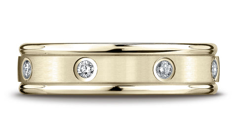 Benchmark-14K-Yellow-Gold-6mm-Comfort-Fit-Burnish-Set-8-Stone-Diamond-Eternity-Wedding-Band--.32Ct--Sz-4.25--RECF51614014KY04.25