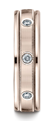 Benchmark-14K-Rose-Gold-6mm-Comfort-Fit-Burnish-Set-8-Diamond-Eternity-Band-w/-Milgrain--.32Ct--Size4.5--RECF51614114KR04.5