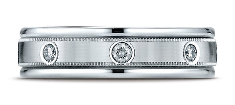 Benchmark-14K-White-Gold-6mm-Comfort-Fit-Burnish-Set-8-Diamond-Eternity-Band-w/-Milgrain--.32Ct--Size-4.25--RECF51614114KW04.25