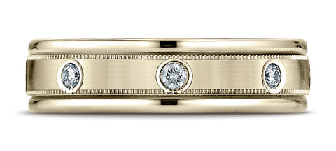 Benchmark-18K-Yellow-Gold-6mm-Comfort-Fit-Burnish-Set-8-Diamond-Eternity-Band-w/-Milgrain--.32Ct--Size-4.25--RECF51614118KY04.25