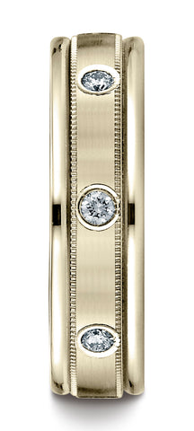 Benchmark-14K-Yellow-Gold-6mm-Comfort-Fit-Burnish-Set-8-Diamond-Eternity-Band-w/-Milgrain--.32Ct--Sz4.5--RECF51614114KY04.5