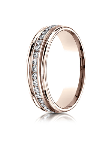 Benchmark 14K Rose Gold 6mm Comfort-Fit Channel Set Diamond Eternity Wedding Band Ring (0.62 - 0.92 ct.)