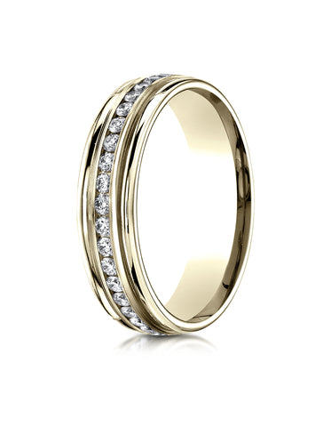 Benchmark 18K Yellow Gold 6mm Comfort-Fit Channel Set Diamond Eternity Wedding Band (0.62 - 0.92 ct.)