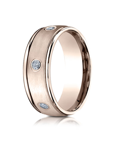 Benchmark 14K Rose Gold 8mm Comfort-Fit Burnish Set 6-Stone Diamond Eternity Wedding Ring (0.48 ct.)