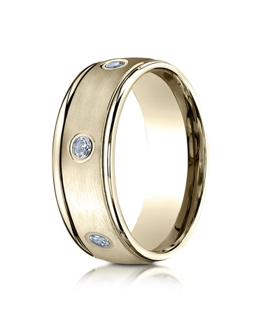 Benchmark 18K Yellow Gold 8mm Comfort-Fit Burnish Set 6-Stone Diamond Eternity Wedding Band (0.48 ct.)