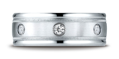 Benchmark-14K-White-Gold-8mm-Comfort-Fit-Burnish-Set-6-Diamond-Eternity-Band-w/-Milgrain--.48Ct--Size-4.25--RECF51814114KW04.25