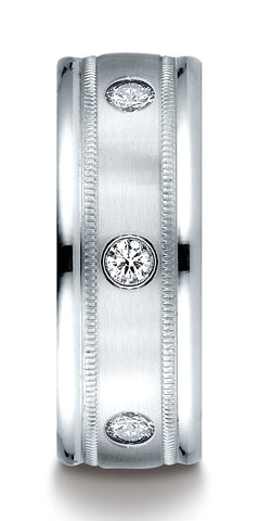 Benchmark-Platinum-8mm-Comfort-Fit-Burnish-Set-6-Stone-Diamond-Eternity-Band-w/-Milgrain--.48Ct--Sz4.5--RECF518141PT04.5