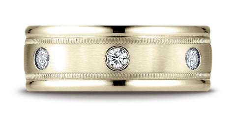 Benchmark-14K-Yellow-Gold-8mm-Comfort-Fit-Burnish-Set-6-Diamond-Eternity-Band-w/-Milgrain--.48Ct--Size-4.25--RECF51814114KY04.25