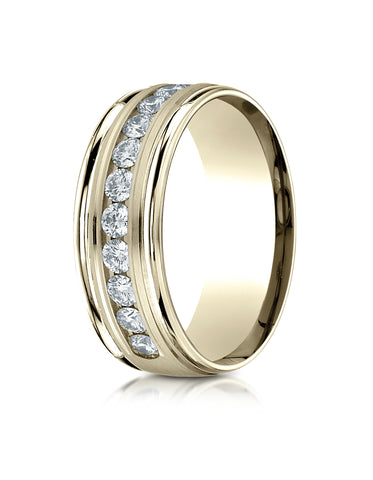 Benchmark 18K Yellow Gold 8mm Comfort-Fit Channel Set 12-Stone Diamond Eternity Wedding Band (0.96 ct.)