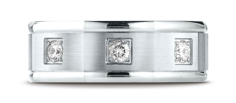 Benchmark-18K-White-Gold-8mm-Comfort-Fit-Pave-set-3-Stone-Diamond-Wedding-Band-Ring--.24Ct.--Size-4.25--RECF52813918KW04.25