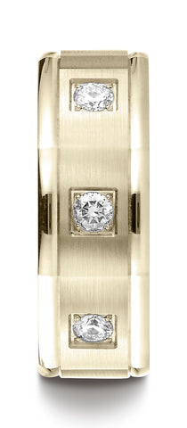 Benchmark-14K-Yellow-Gold-8mm-Comfort-Fit-Pave-set-3-Stone-Diamond-Wedding-Band-Ring--.24Ct.--Size-4.5--RECF52813914KY04.5