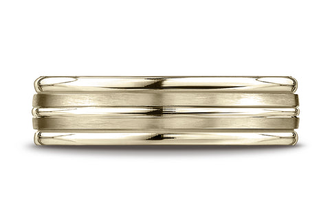 Benchmark-14K-Yellow-Gold-6mm-Comfort-Fit-Satin-Finish-and-Round-Edge-Carved-Design-Wedding-Band--Size-4.25--RECF5618014KY04.25