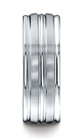 Benchmark-Palladium-8mm-Comfort-Fit-Satin-Finished-and-Round-Edge-Carved-Design-Wedding-Band--Size-4.5--RECF58180PD04.5