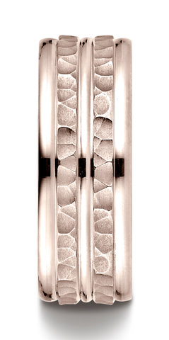 Benchmark-14K-Rose-Gold-8mm-Comfort-Fit-Hammer-Finished-and-Round-Edge-Carved-Design-Band--Size-4.5--RECF5818514KR04.5