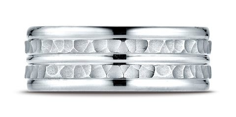 Benchmark-Palladium-8mm-Comfort-Fit-Hammer-Finished-and-Round-Edge-Carved-Design-Wedding-Band--Size-4.25--RECF58185PD04.25