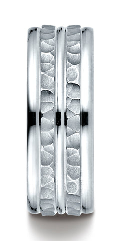 Benchmark-Platinum-8mm-Comfort-Fit-Hammer-Finished-and-Round-Edge-Carved-Design-Wedding-Band--Size-4.5--RECF58185PT04.5