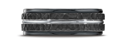 Benchmark-Cobaltchrome-8-mm-Comfort-Fit-Wedding-Band-with-Hammered-Finish-and-White-Center-Cut--Size-6.5--RECF58186CC06.5