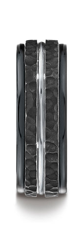 Benchmark-Cobaltchrome-8-mm-Comfort-Fit-Wedding-Band-with-Hammered-Finish-and-White-Center-Cut--Size-7--RECF58186CC07