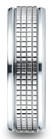 Benchmark-14k-White-Gold-7mm-Comfort-Fit-High-Polish-Round-Edge-Cross-Hatch-Center-Design-Band--Size-4.5--RECF6747114KW04.5