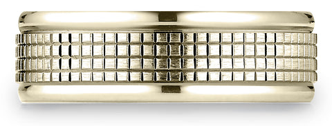 Benchmark-18k-Yellow-Gold-7mm-Comfort-Fit-High-Polish-Round-Edge-Cross-Hatch-Center-Design-Band--Size-4.25--RECF6747118KY04.25