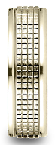 Benchmark-10k-Yellow-Gold-7mm-Comfort-Fit-High-Polish-Round-Edge-Cross-Hatch-Center-Design-Band--Sz-4.5--RECF6747110KY04.5