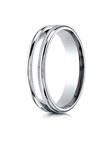 Benchmark Palladium 4mm Comfort-Fit with a Round Edge and Milgrain Carved Design Wedding Band Ring