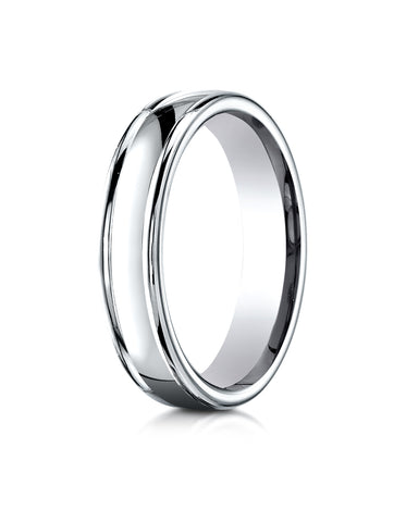 Benchmark Palladium 4mm Comfort-Fit Satin-Finished High Polish Finish Round Edge Design Wedding Ring