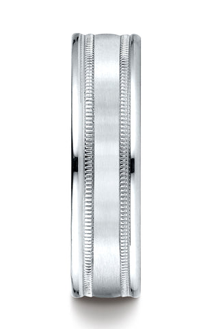 Benchmark-14K-White-Gold-6mm-Comfort-Fit-Satin-Finish-Center-w/-Milgrain-Round-Edge-Band--Size-4.5--RECF7601S14KW04.5