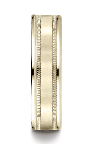 Benchmark-14K-Yellow-Gold-6mm-Comfort-Fit-Satin-Finish-Center-w/-Milgrain-Round-Edge-Band--Size-4.5--RECF7601S14KY04.5