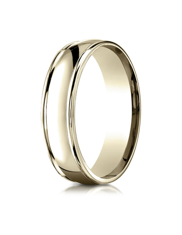 Benchmark 14K Yellow Gold 6mm Comfort-Fit High Polish Finish Round Edge Design Wedding Band Ring