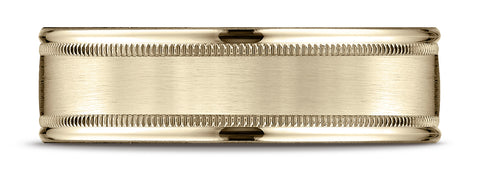 Benchmark-14k-Yellow-Gold-7mm-Comfort-Fit-Satin-Finish-Center-w/-Milgrain-Round-Edge-Carved-Dsn.-Band--4.25--RECF7701S14KY04.25