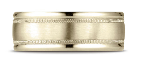 Benchmark-14K-Yellow-Gold-8mm-Comfort-Fit-Satin-Finish-Center-w/-Milgrain-Round-Edge-Band--Size-4.25--RECF7801S14KY04.25