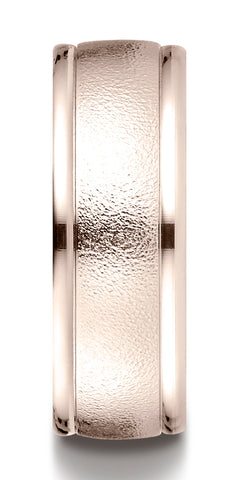 Benchmark-14K-Rose-Gold-8mm-Comfort-Fit-Wire-Brush-Finish-High-Polished-Round-Edge-Band--Size-4.5--RECF780214KR04.5