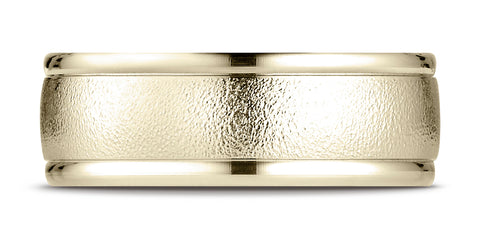 Benchmark-14K-Yellow-Gold-8mm-Comfort-Fit-Wire-Brush-Finish-High-Polished-Round-Edge-Band--Size-4.25--RECF780214KY04.25