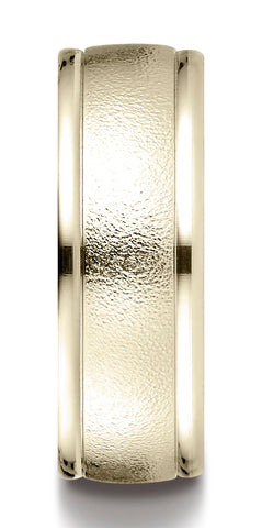 Benchmark-14K-Yellow-Gold-8mm-Comfort-Fit-Wire-Brush-Finish-High-Polished-Round-Edge-Band--Size-4.5--RECF780214KY04.5