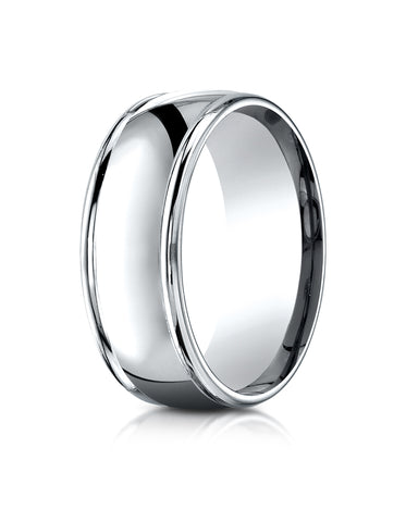 Benchmark Palladium 8mm Comfort-Fit High Polish Finish Round Edge Design Wedding Band Ring