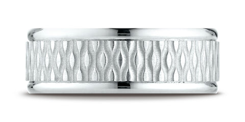 Benchmark-18K-White-Gold-8mm-Comfort-Fit-Round-Edge-Patterned-Design-Wedding-Band-Ring--Size-4.25--RECF7870018KW04.25